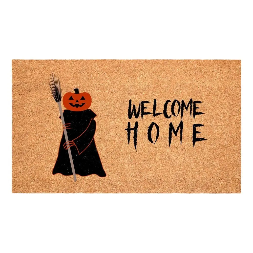 24" X 36" Natural And Brown Halloween Halloween Welcome Outdoor Coir Door Mat - NOVA HOME FURNITURE