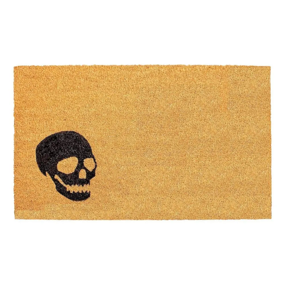24" X 36" Natural And Brown Halloween Skull Outdoor Coir Door Mat - NOVA HOME FURNITURE