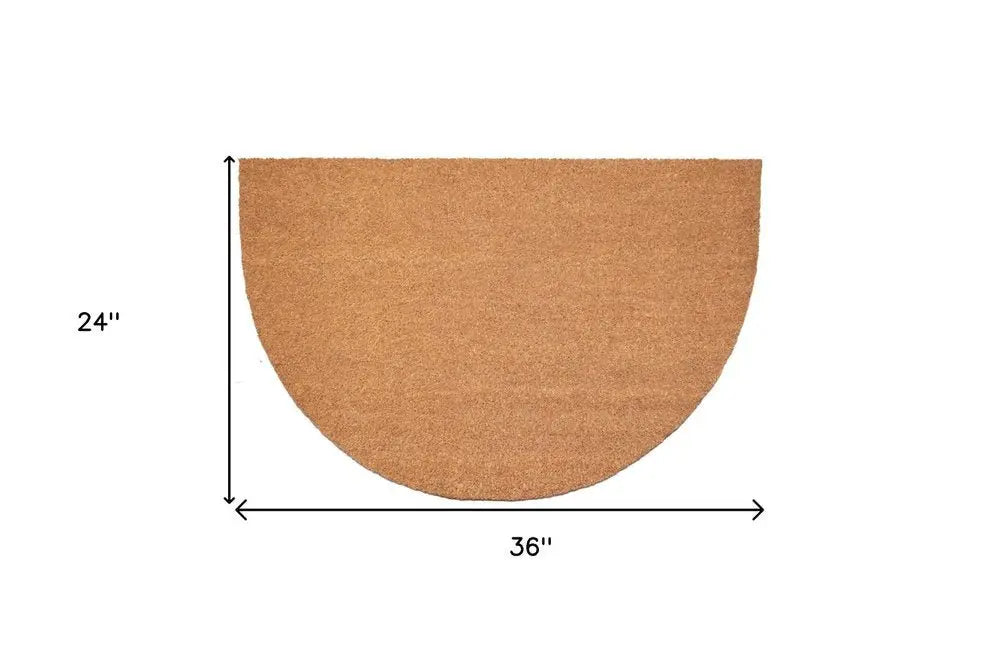 24" X 36" Natural Coir Solid Color Outdoor Semi Circle Door Mat - NOBLE HOME INTERIORS