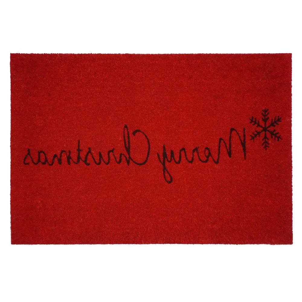 24" X 36" Red and Black Coir Merry Christmas Outdoor Christmas Door Mat - NOBLE HOME INTERIORS