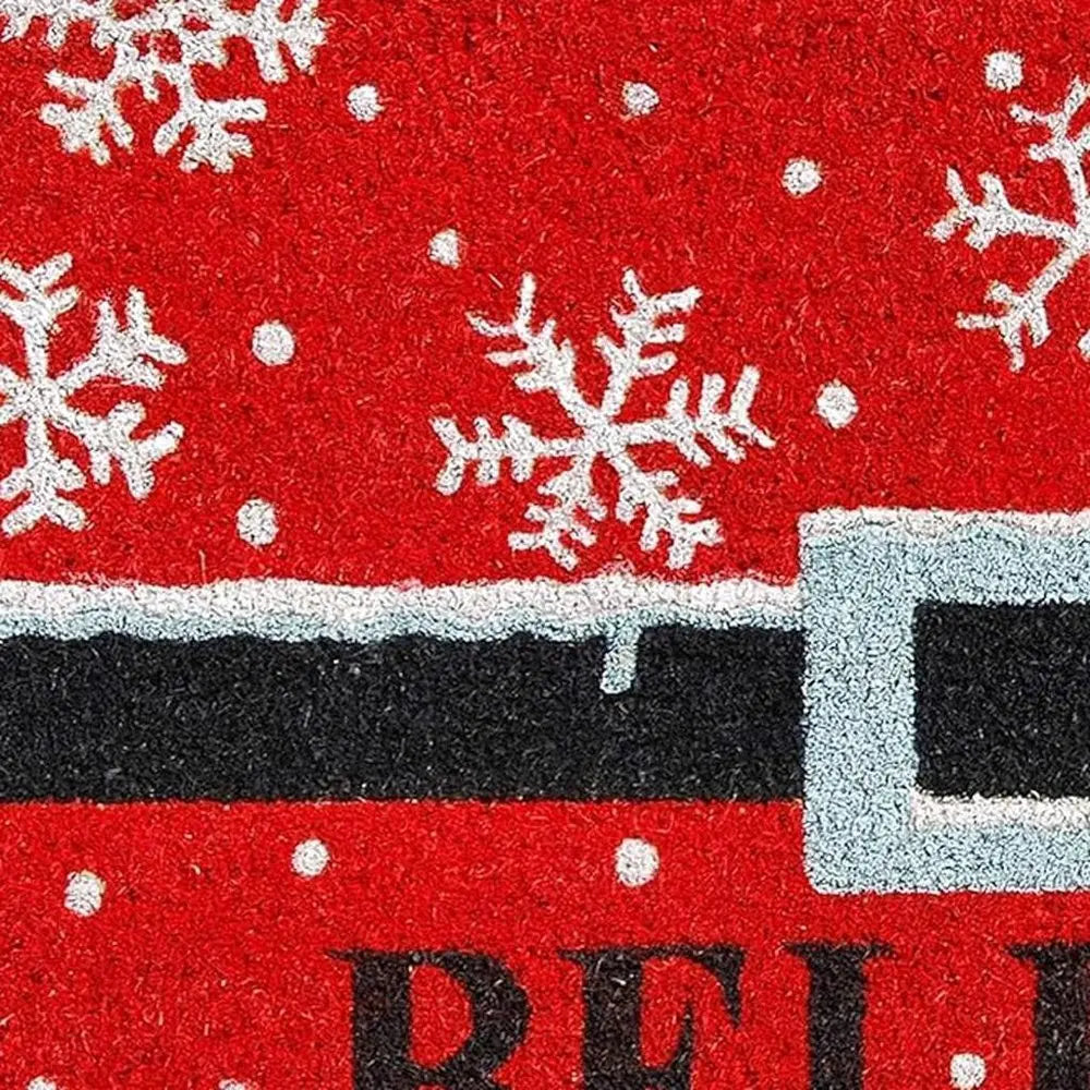 24" X 36" Red And Black Coir Snowflake Outdoor Christmas Door Mat - NOBLE HOME INTERIORS