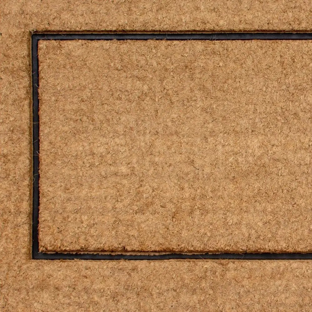 24" X 48" Natural And Black Striped Border Outdoor Coir And Rubber Door Mat - NOBLE HOME INTERIORS