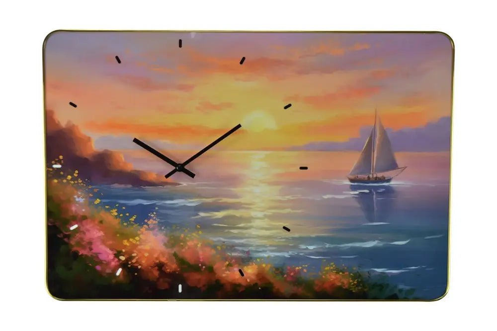 24" Yellow Blue And Orange Solid Wood Silent Analog Wall Clock HomeRoots