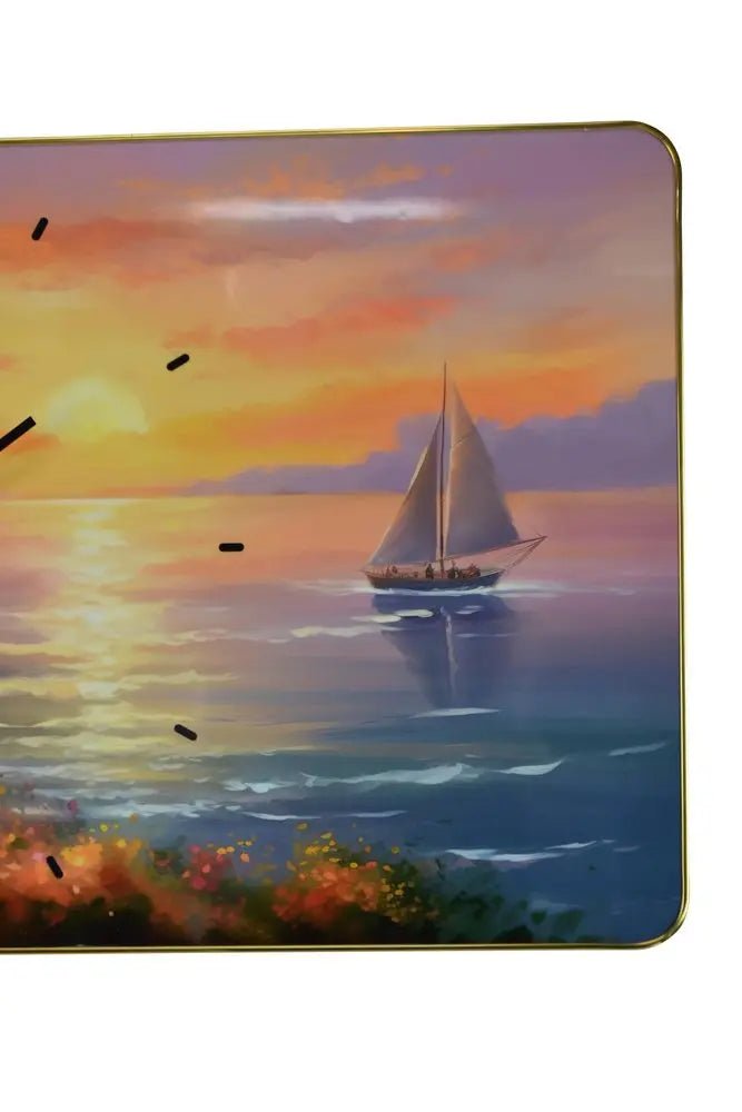 24" Yellow Blue And Orange Solid Wood Silent Analog Wall Clock HomeRoots