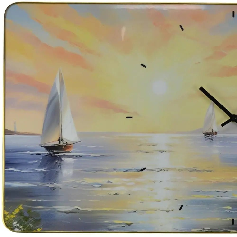 24" Yellow Blue And Orange Solid Wood Silent Analog Wall Clock HomeRoots