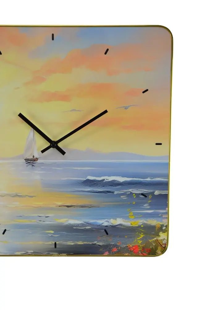 24" Yellow Blue And Orange Solid Wood Silent Analog Wall Clock HomeRoots