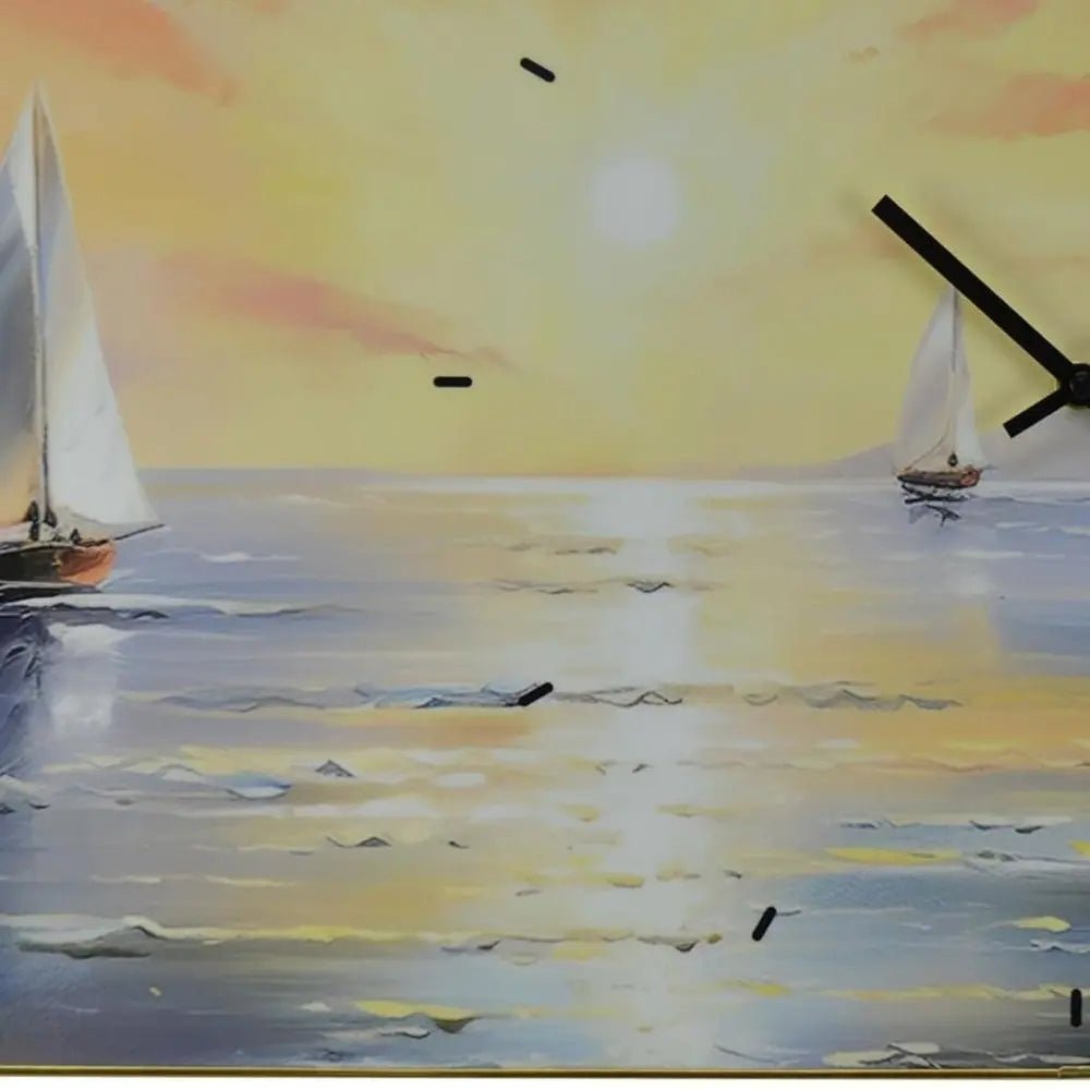 24" Yellow Blue And Orange Solid Wood Silent Analog Wall Clock HomeRoots