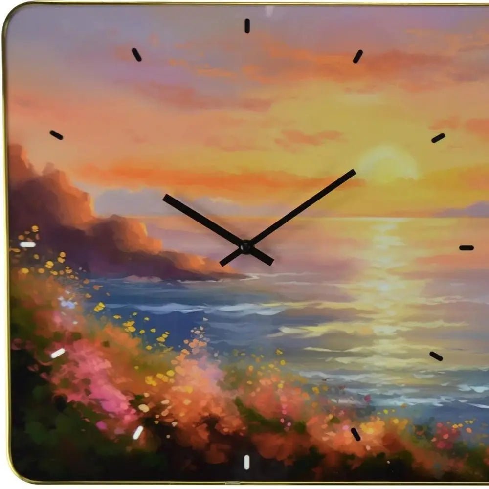 24" Yellow Blue And Orange Solid Wood Silent Analog Wall Clock HomeRoots