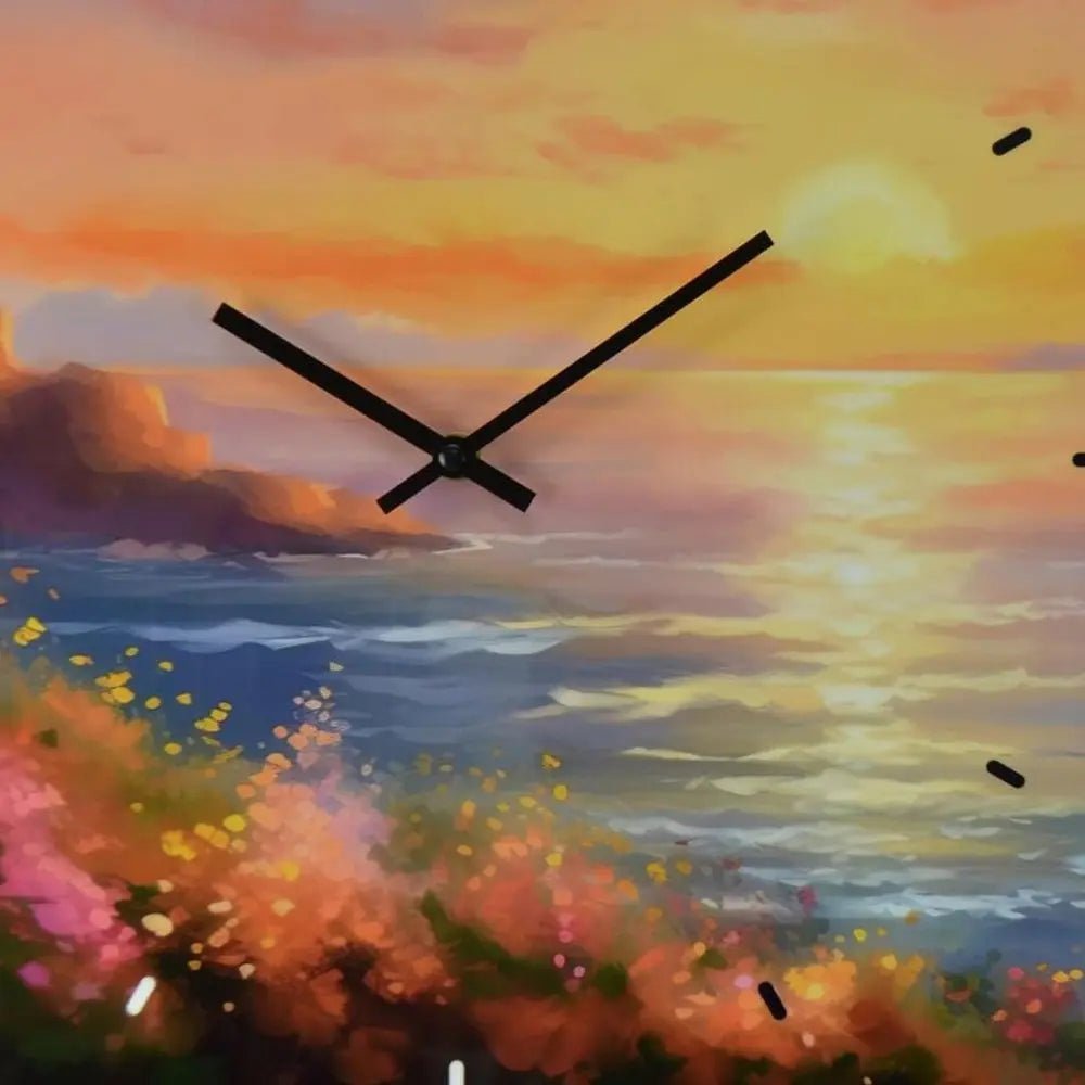 24" Yellow Blue And Orange Solid Wood Silent Analog Wall Clock HomeRoots