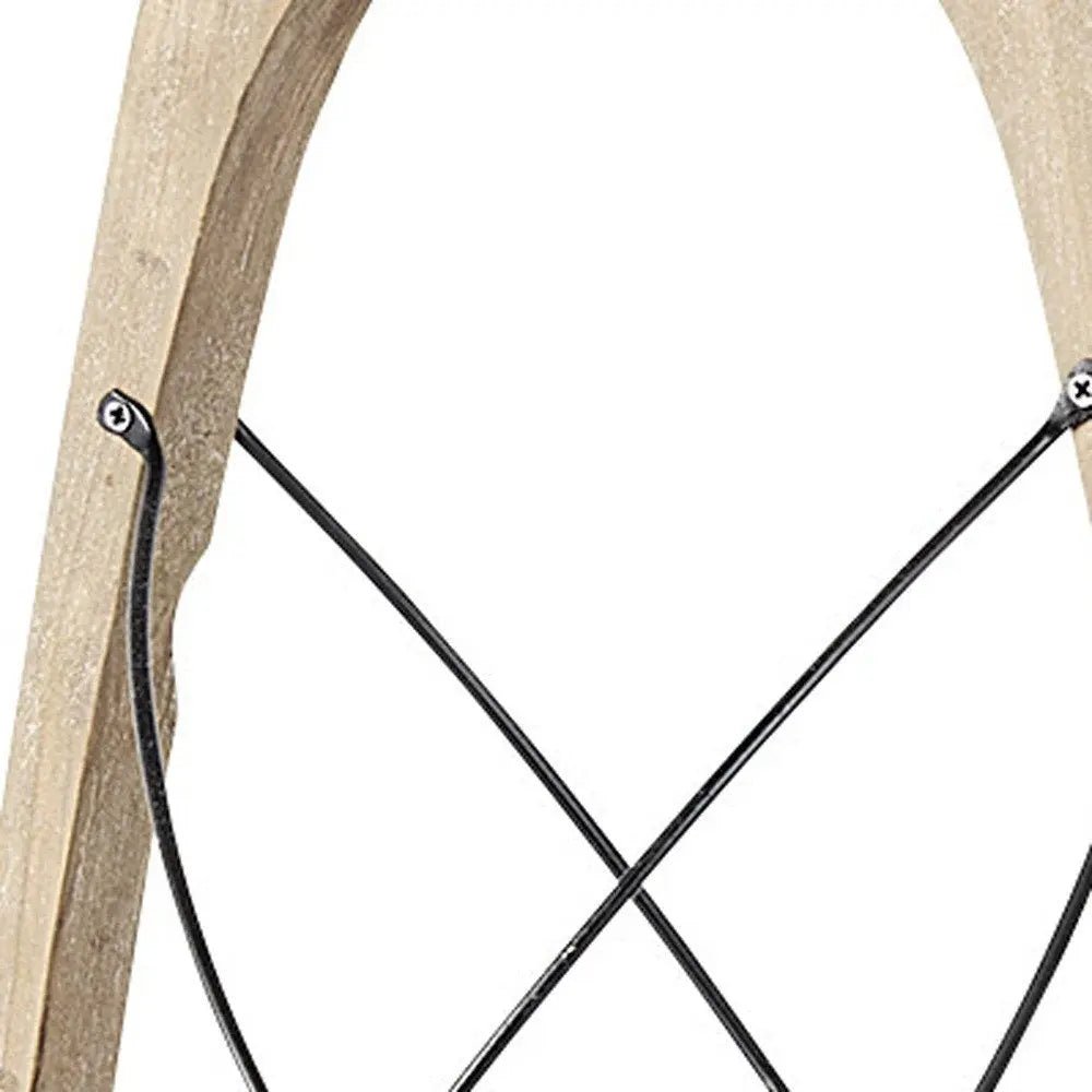 25" Brown Distressed Abstract Solid Wood And Metal Tabletop Lantern Candle Holder HomeRoots