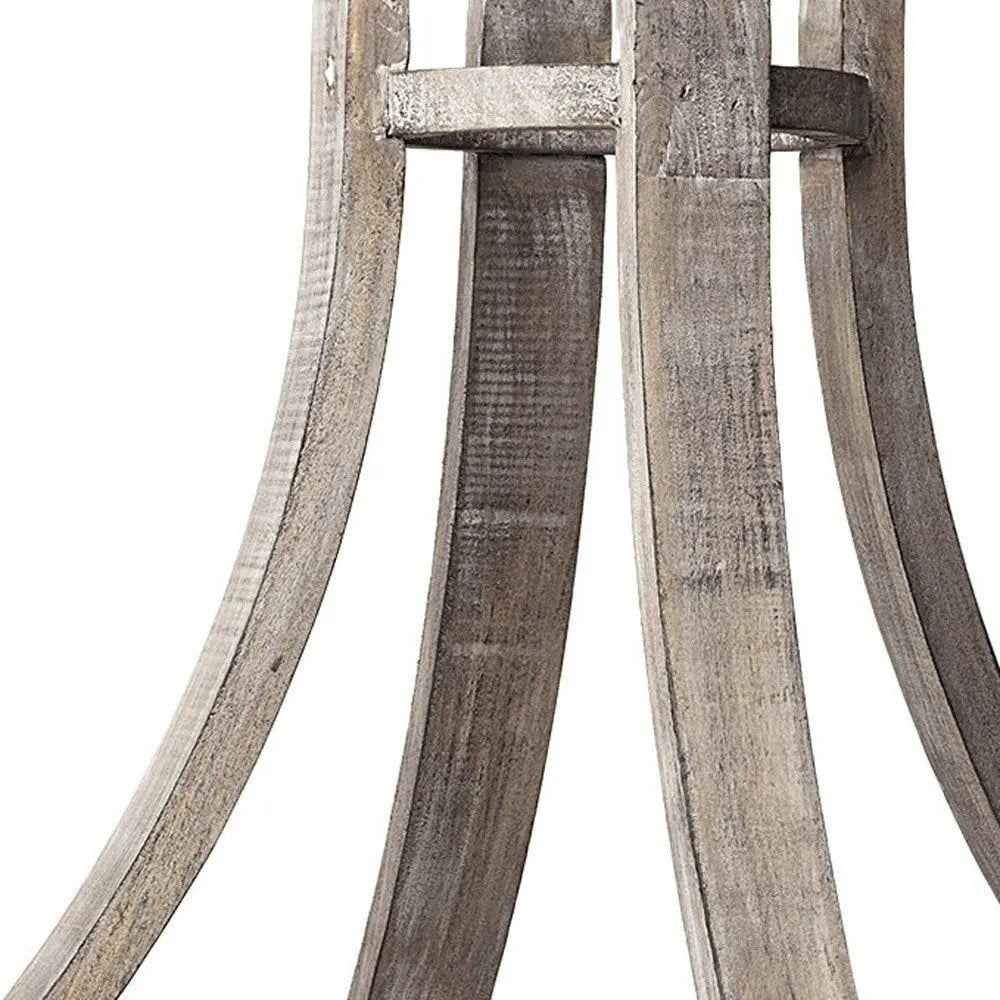 25" Brown Distressed Geometric Solid Wood Metal And Glass Tabletop Hurricane Candle Holder HomeRoots