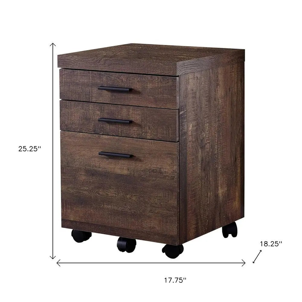 25" Brown Particle Board and Wood Filing Cabinet With Drawers - NOBLE HOME INTERIORS