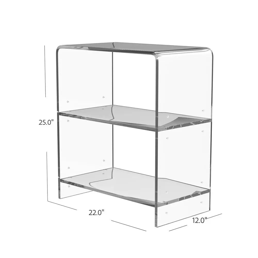 25" Clear Plastic Two Tier Bookcase - NOBLE HOME INTERIORS