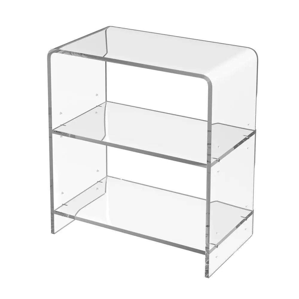 25" Clear Plastic Two Tier Bookcase - NOBLE HOME INTERIORS