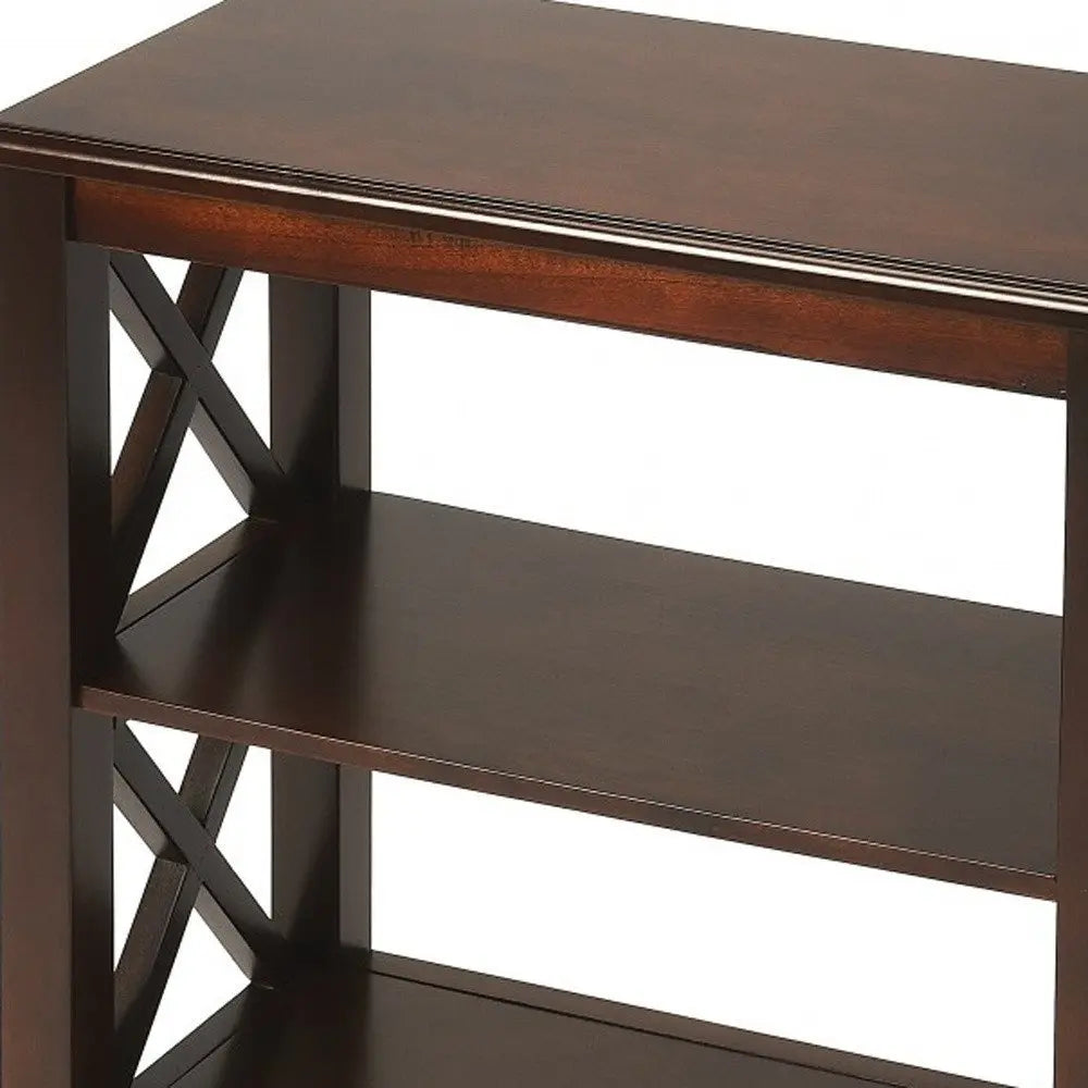 25" Dark Brown Two Tier Standard Bookcase - NOBLE HOME INTERIORS