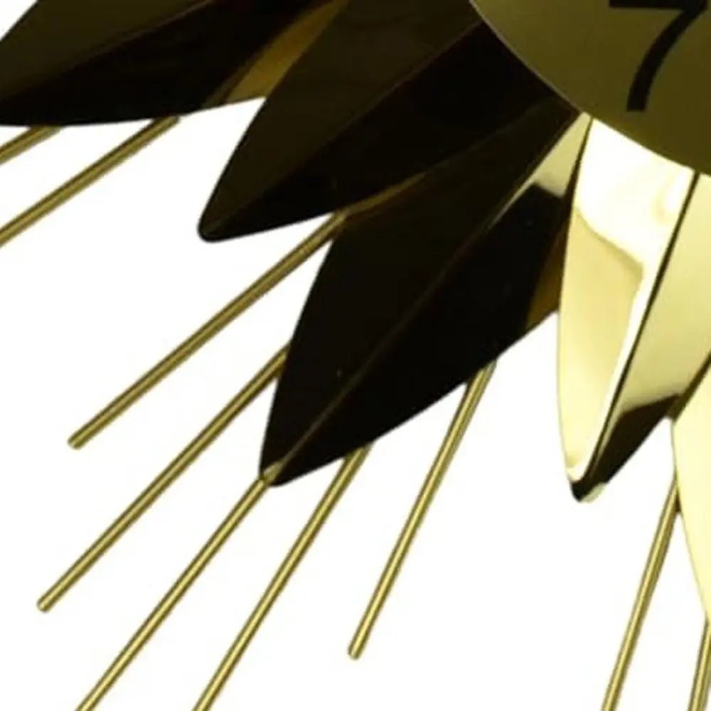 25" Gold And Black Metal Silent Analog Starburst Wall Clock HomeRoots