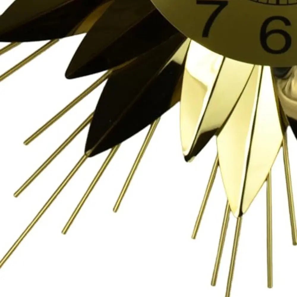 25" Gold And Black Metal Silent Analog Starburst Wall Clock HomeRoots