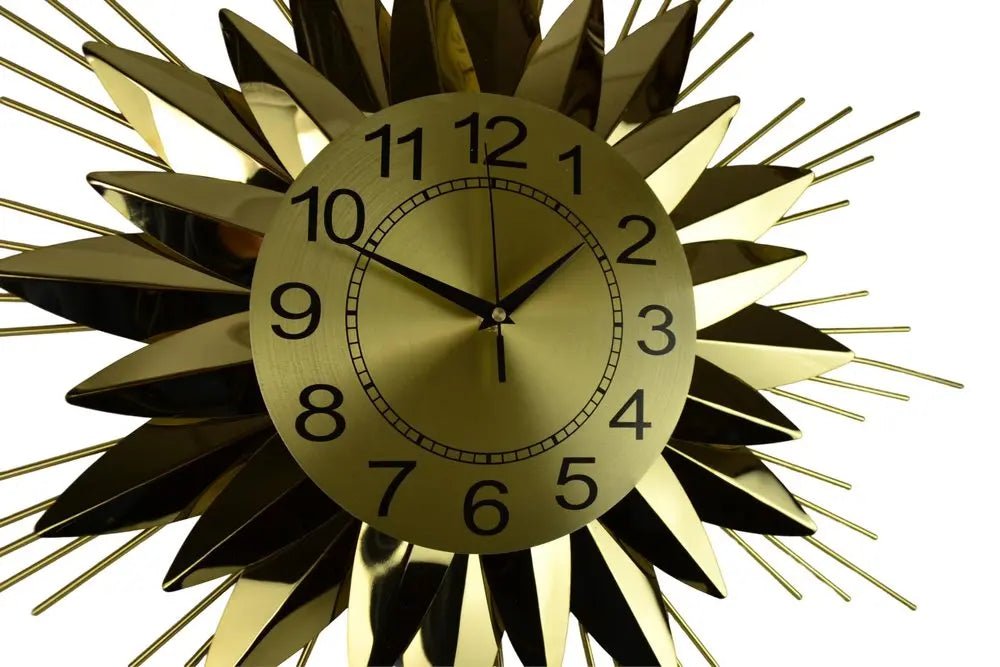 25" Gold And Black Metal Silent Analog Starburst Wall Clock HomeRoots