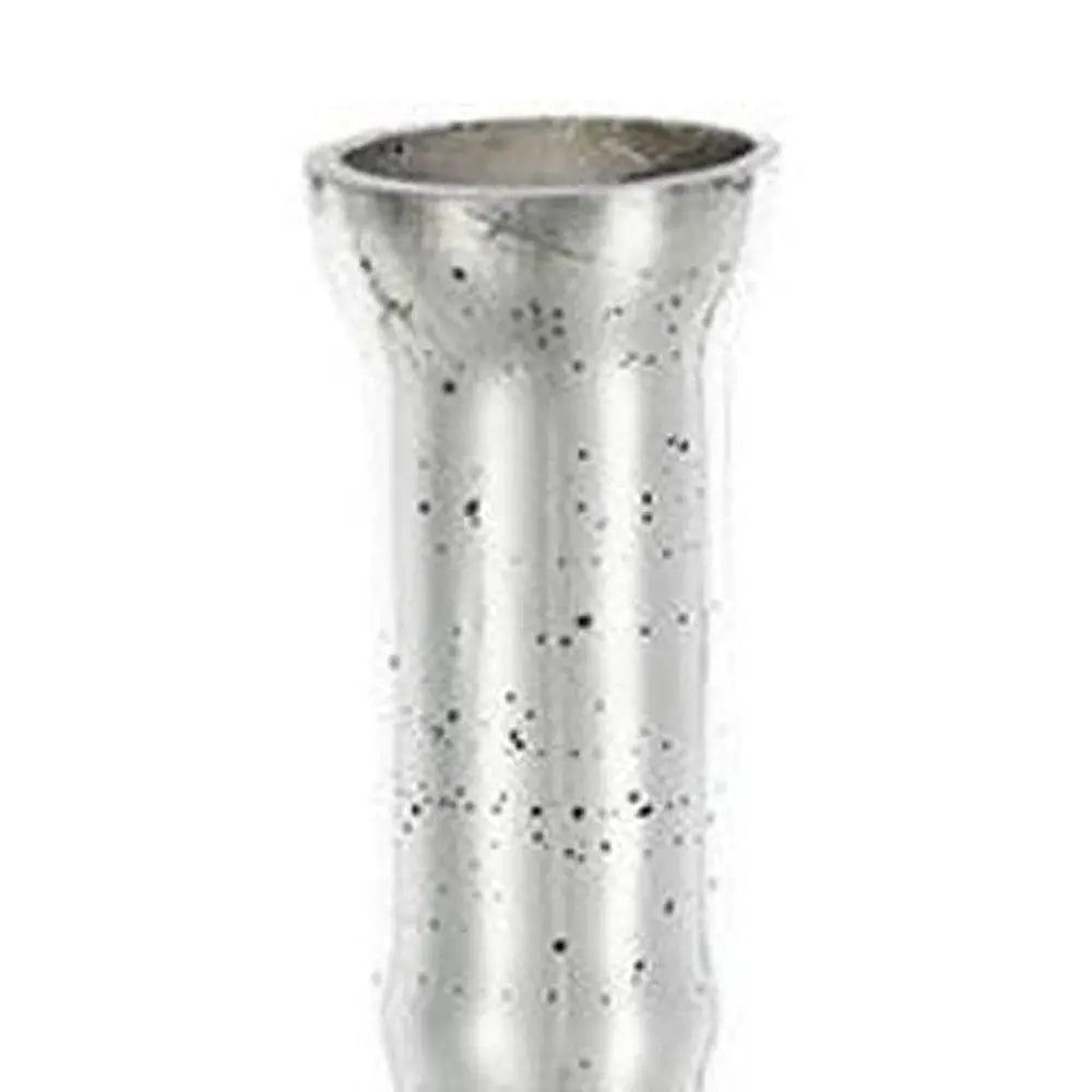 25" Silver Floral Bud Glass Table Vase - NOBLE HOME INTERIORS