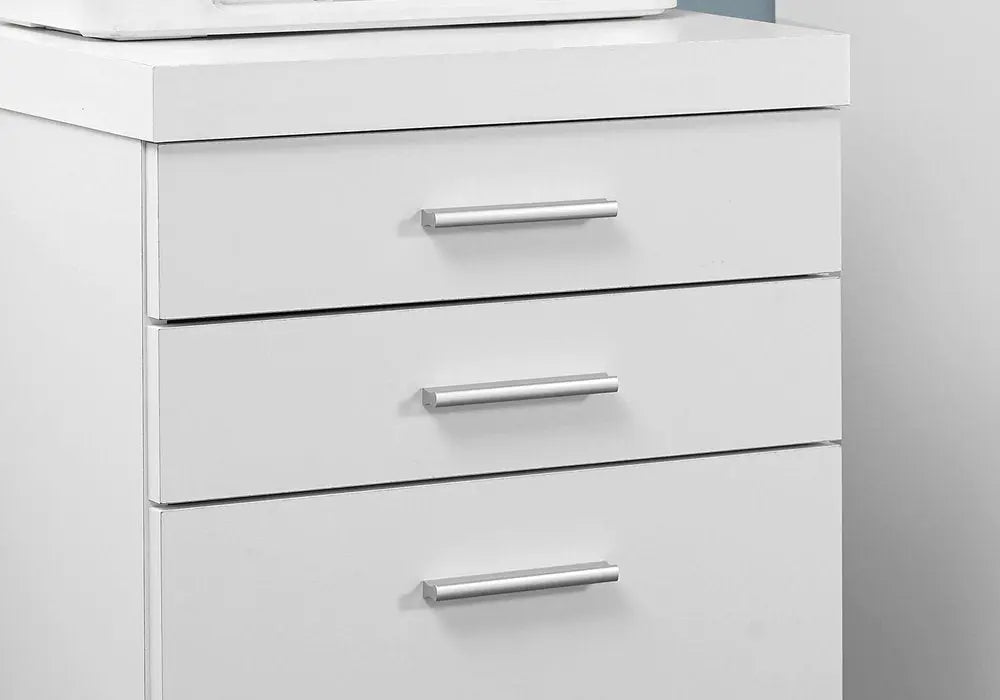 25" White Particle Board Filing Cabinet With Drawers - NOBLE HOME INTERIORS