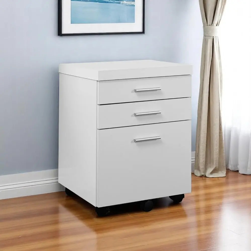 25" White Particle Board Filing Cabinet With Drawers - NOBLE HOME INTERIORS