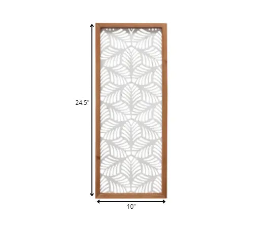 25" X 10" White and Natural Leaf Floral Wood and Metal Wall Decor - NOBLE HOME INTERIORS