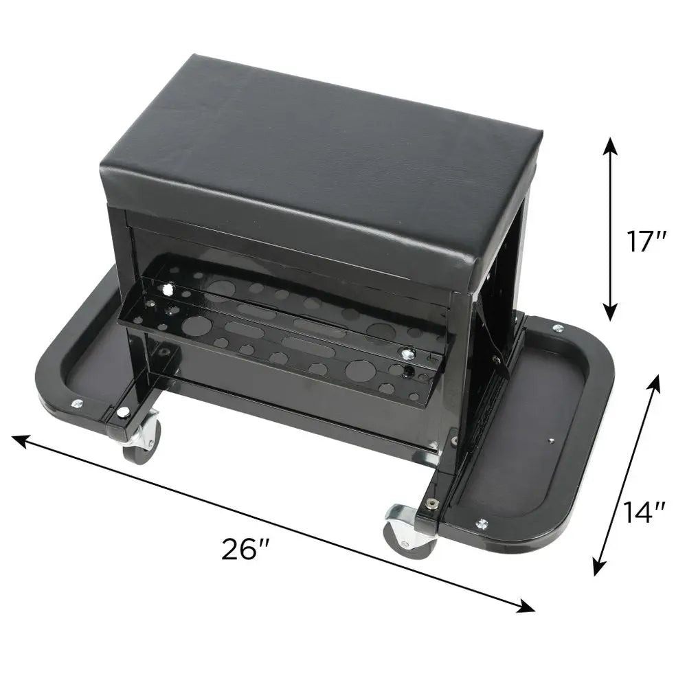 26" Black Multi - Tier Steel Tool Chest With Lid - NOBLE HOME INTERIORS
