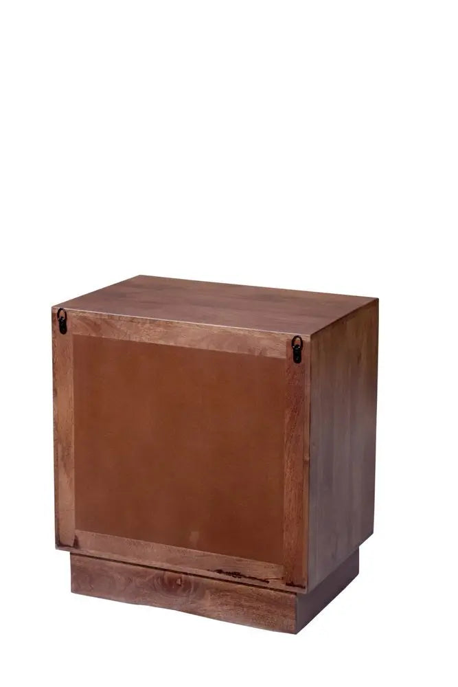 26" Brown Solid Wood Carved Abstract Two Drawer Nightstand - NOBLE HOME INTERIORS