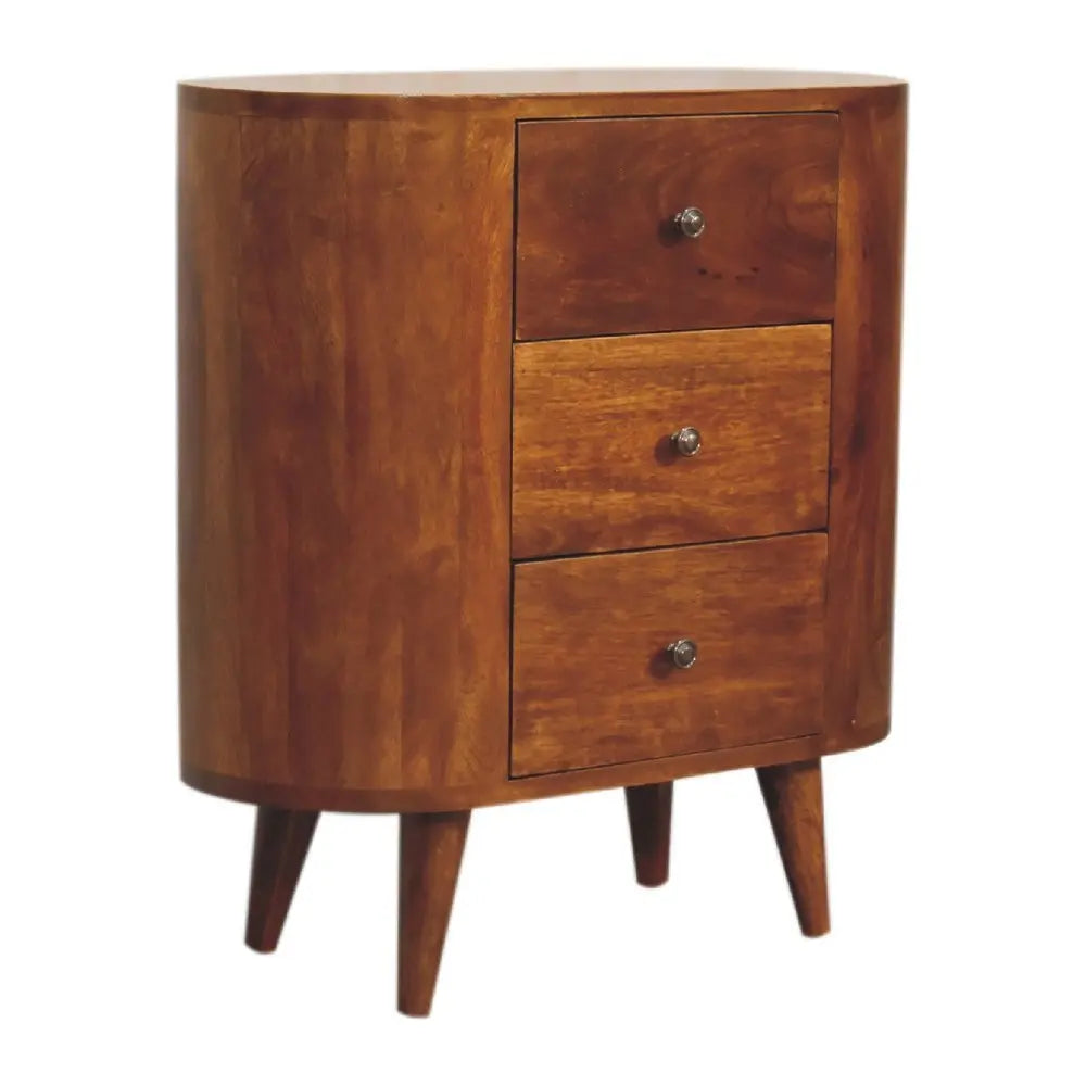 26" Chestnut Solid Wood Accent Cabinet With Two Doors And Three Drawers - NOBLE HOME INTERIORS