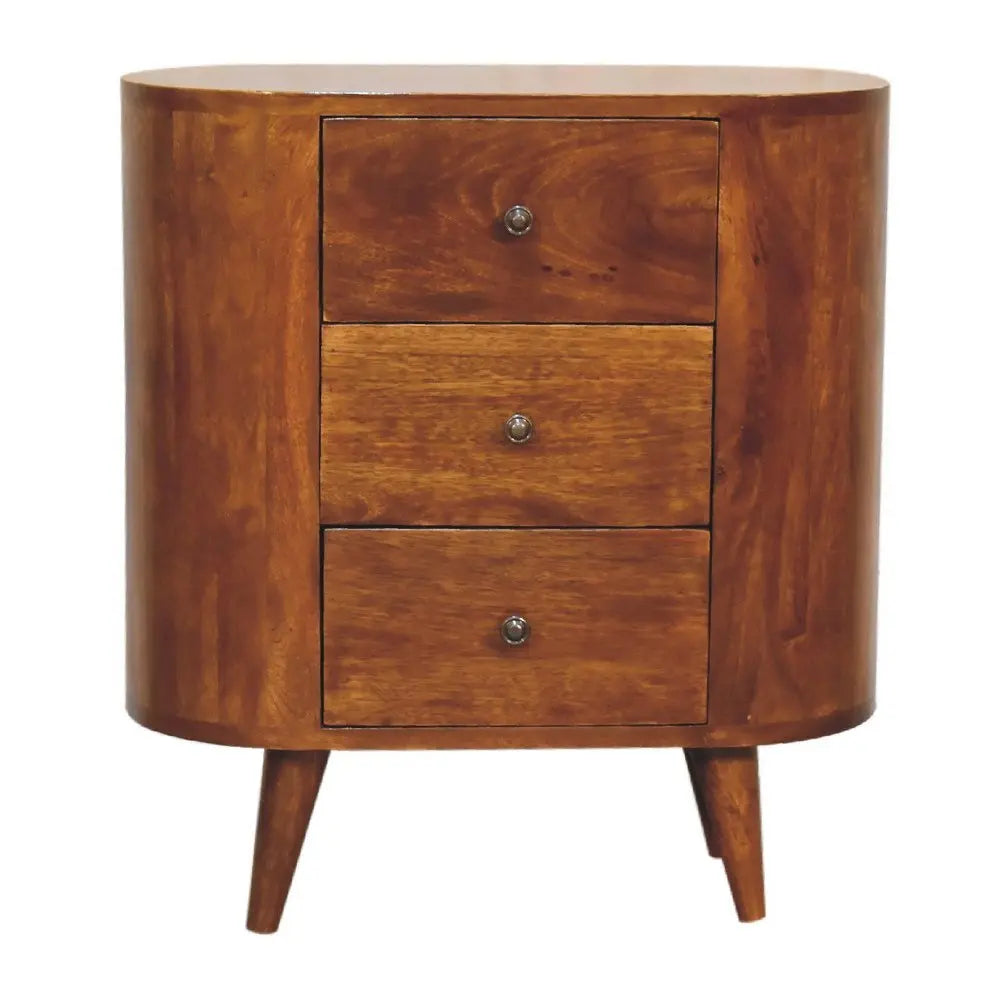 26" Chestnut Solid Wood Accent Cabinet With Two Doors And Three Drawers - NOVA HOME FURNITURE