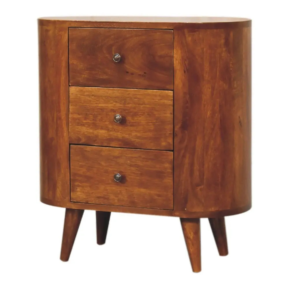 26" Chestnut Solid Wood Accent Cabinet With Two Doors And Three Drawers - NOVA HOME FURNITURE