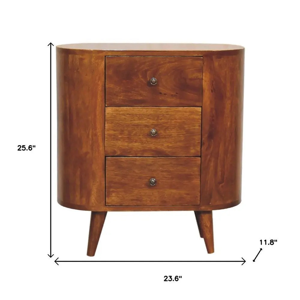 26" Chestnut Solid Wood Accent Cabinet With Two Doors And Three Drawers - NOVA HOME FURNITURE