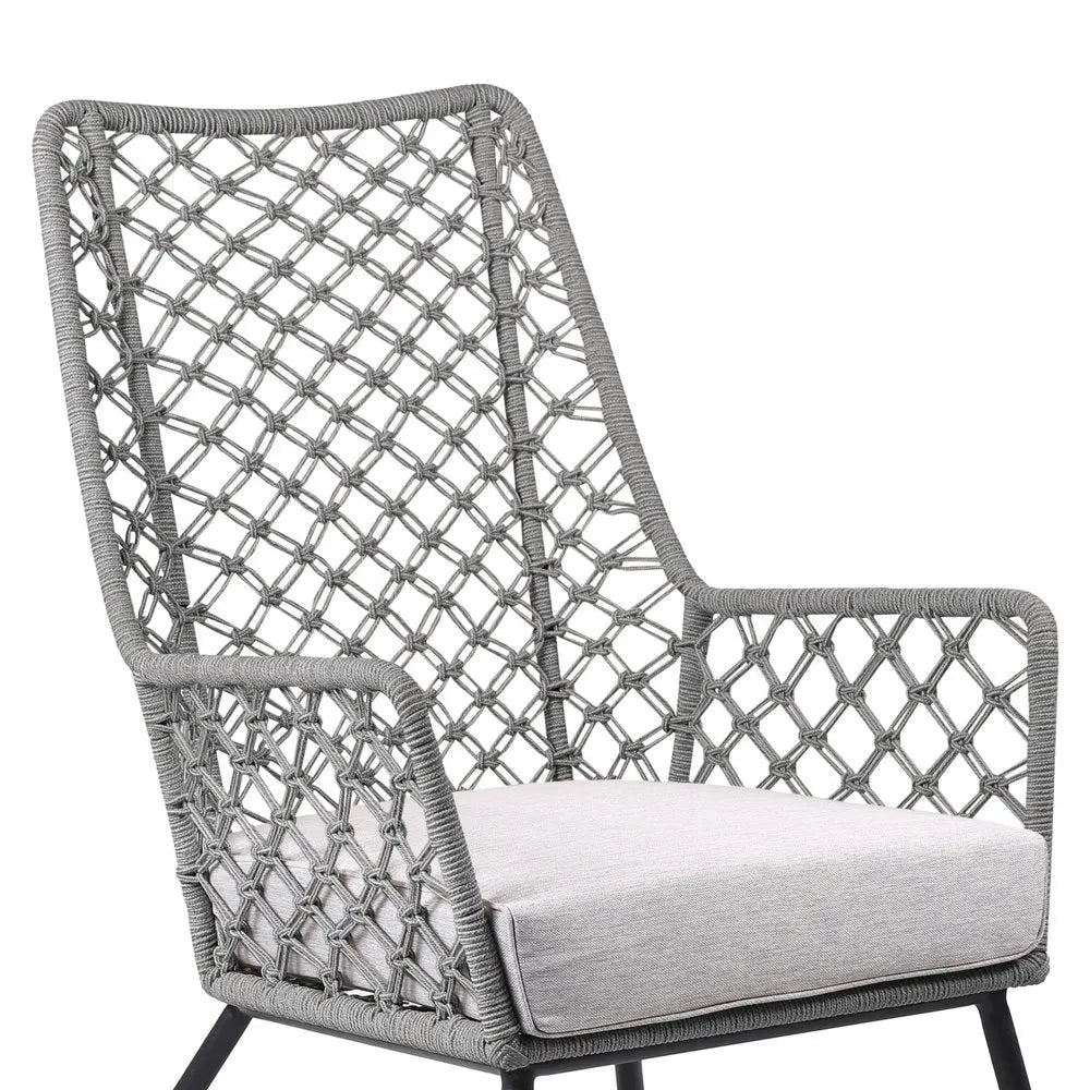 26" Gray and Black Steel Indoor Outdoor Dining Chair with Gray Cushion - NOBLE HOME INTERIORS