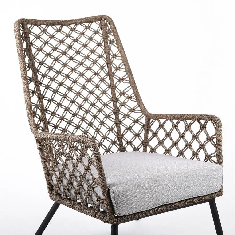 26" Gray Metal Outdoor Arm Chair with Gray Cushion - NOBLE HOME INTERIORS