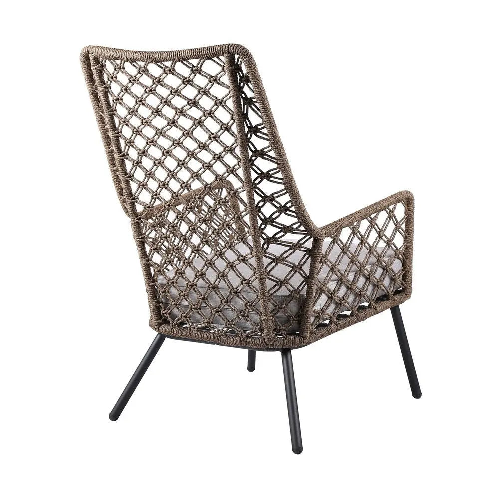 26" Gray Metal Outdoor Arm Chair with Gray Cushion - NOBLE HOME INTERIORS
