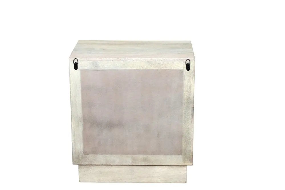 26" Gray Solid Wood Carved Abstract Two Drawer Nightstand - NOBLE HOME INTERIORS