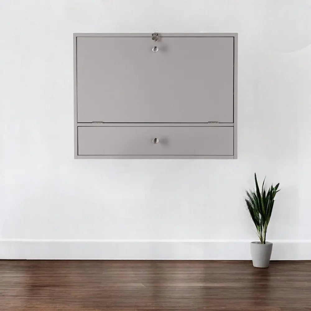 26" Gray Wall Mounted Floating Desk - NOBLE HOME INTERIORS