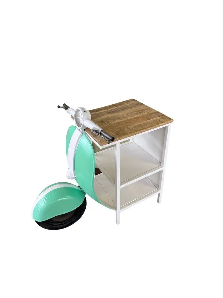 26" Green And White Novelty Scooter Open Cabinet with Two Shelves - NOVA HOME FURNITURE