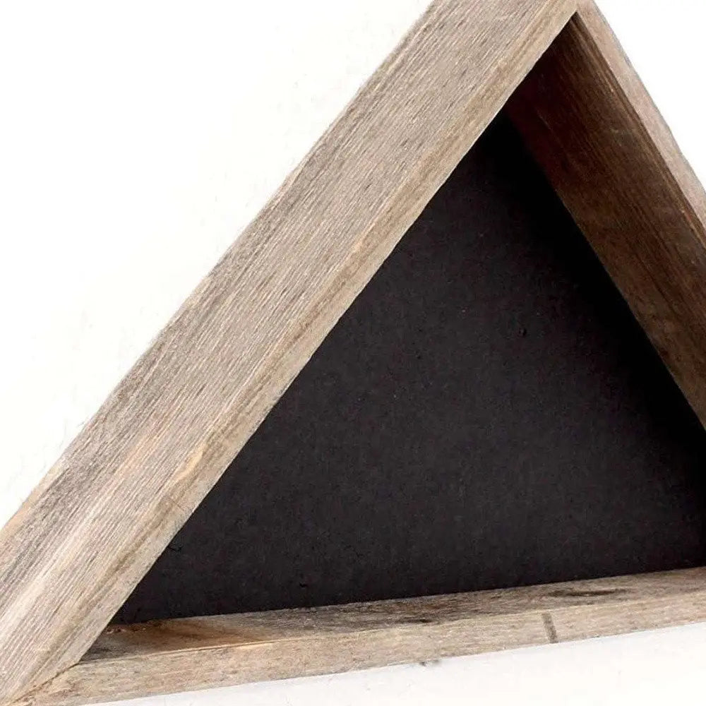 26" X 14" Gray Wood Triangle Hanging Dimensional Sculpture - NOBLE HOME INTERIORS