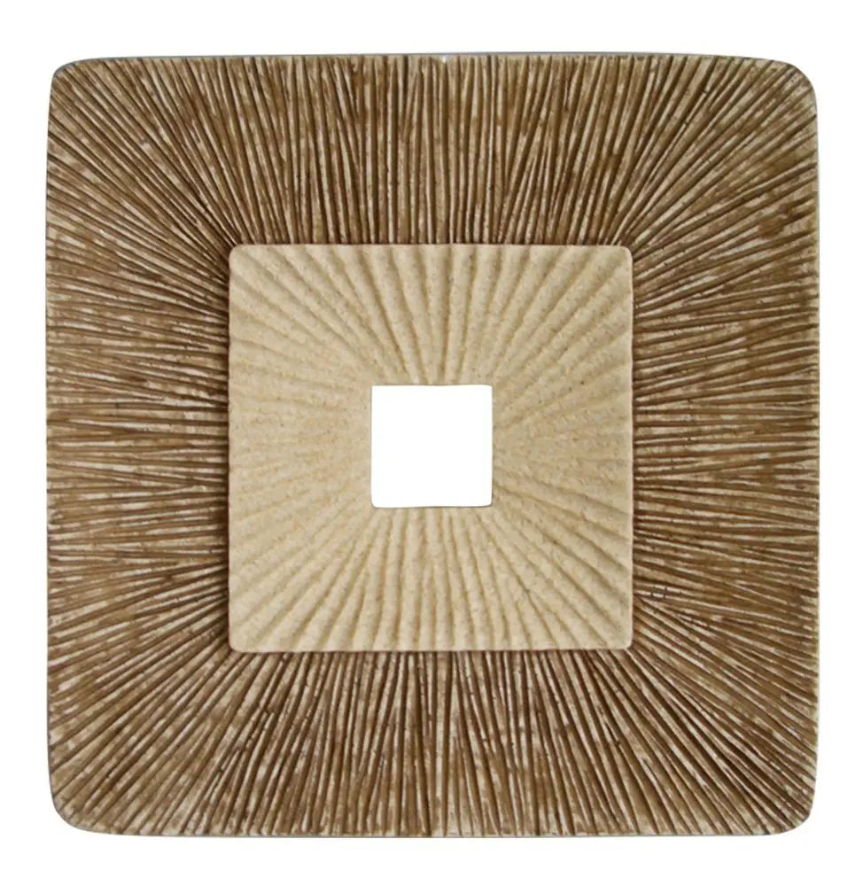 26" X 26" X 2" Brown Concave Square Double Layer Ribbed Wall Plaque - NOBLE HOME INTERIORS