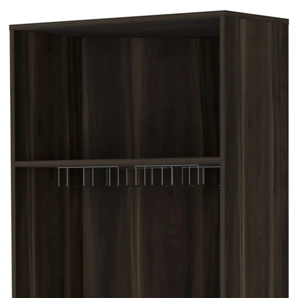 27" Dark Brown Corner Bar Cabinet With Multiple Shelves HomeRoots