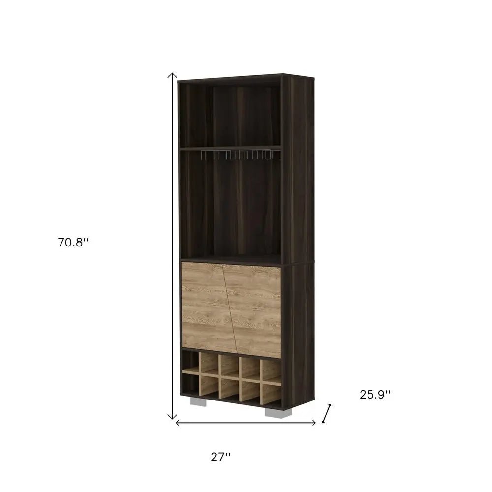 27" Dark Brown Corner Bar Cabinet With Multiple Shelves HomeRoots