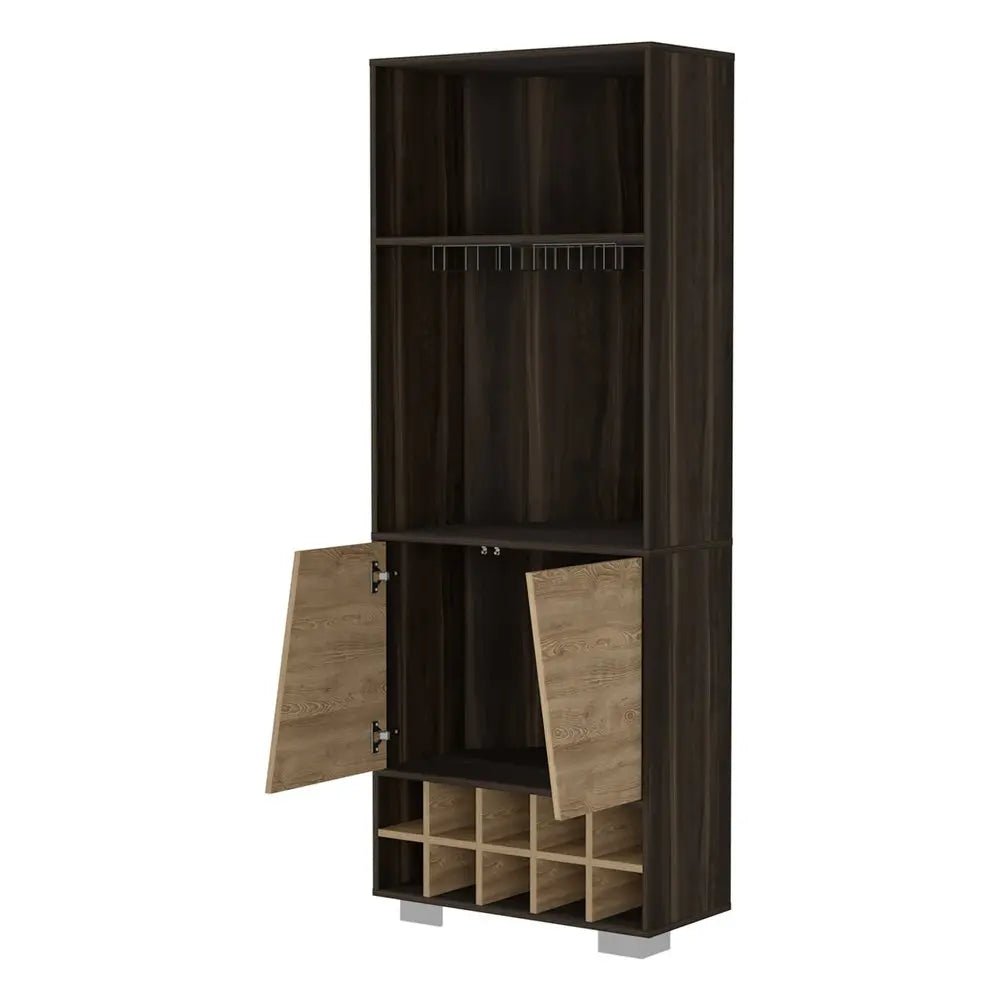 27" Dark Brown Corner Bar Cabinet With Multiple Shelves HomeRoots