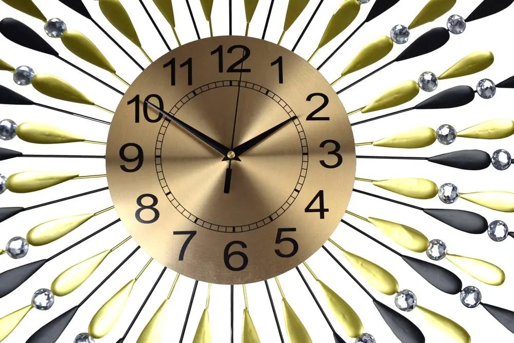 27" Gold And Black Metal Silent Analog Starburst Wall Clock HomeRoots