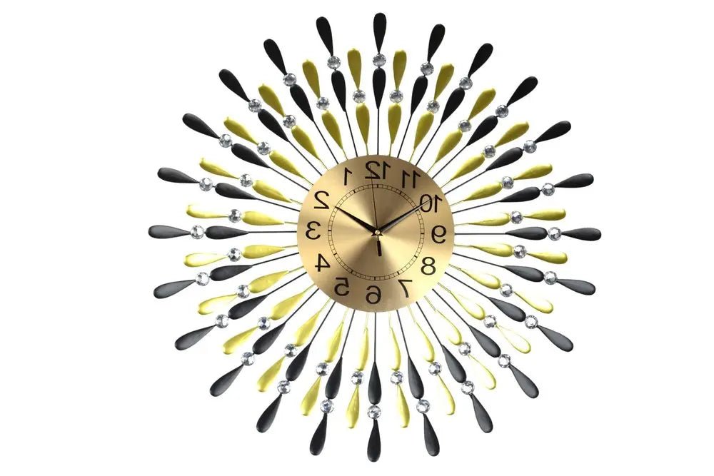 27" Gold And Black Metal Silent Analog Starburst Wall Clock HomeRoots