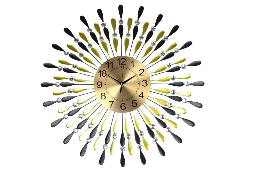 27" Gold And Black Metal Silent Analog Starburst Wall Clock HomeRoots