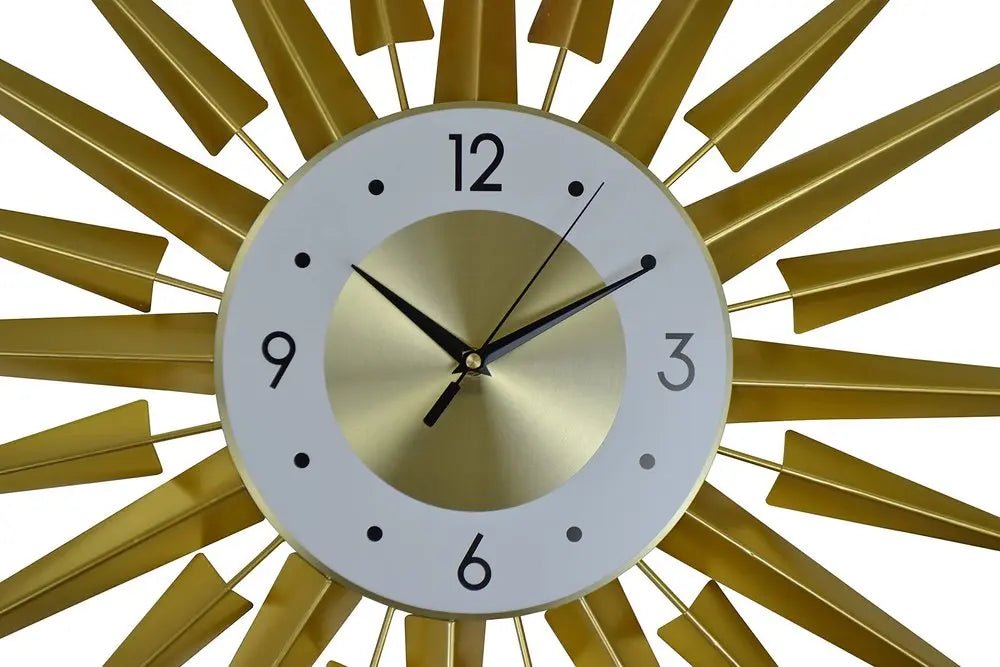 27" Gold And White Metal Silent Analog Sunburst Wall Clock HomeRoots