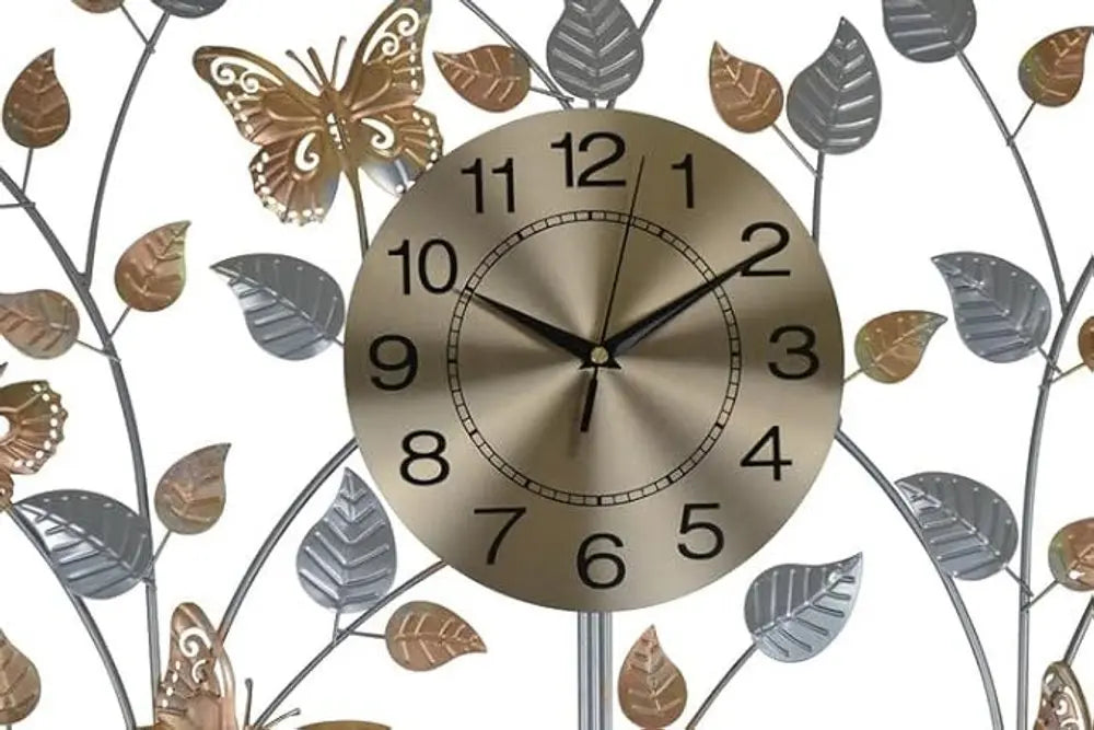 27" Gold Silver And Black Metal Silent Analog Novelty Wall Clock - NOBLE HOME INTERIORS