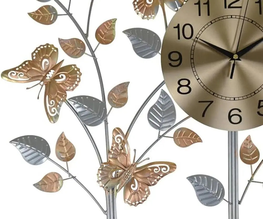 27" Gold Silver And Black Metal Silent Analog Novelty Wall Clock - NOBLE HOME INTERIORS