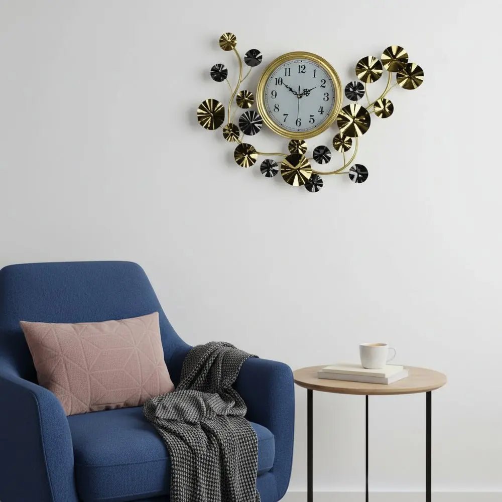 27" Gold Silver And White Metal Silent Analog Floral Novelty Wall Clock HomeRoots